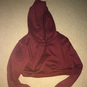 Burgundy/Maroon Cropped Hoodie
